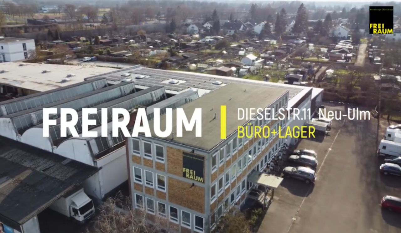 Luftaufnahme des Firmengebäudes der Freiraum GmbH in Neu-Ulm.